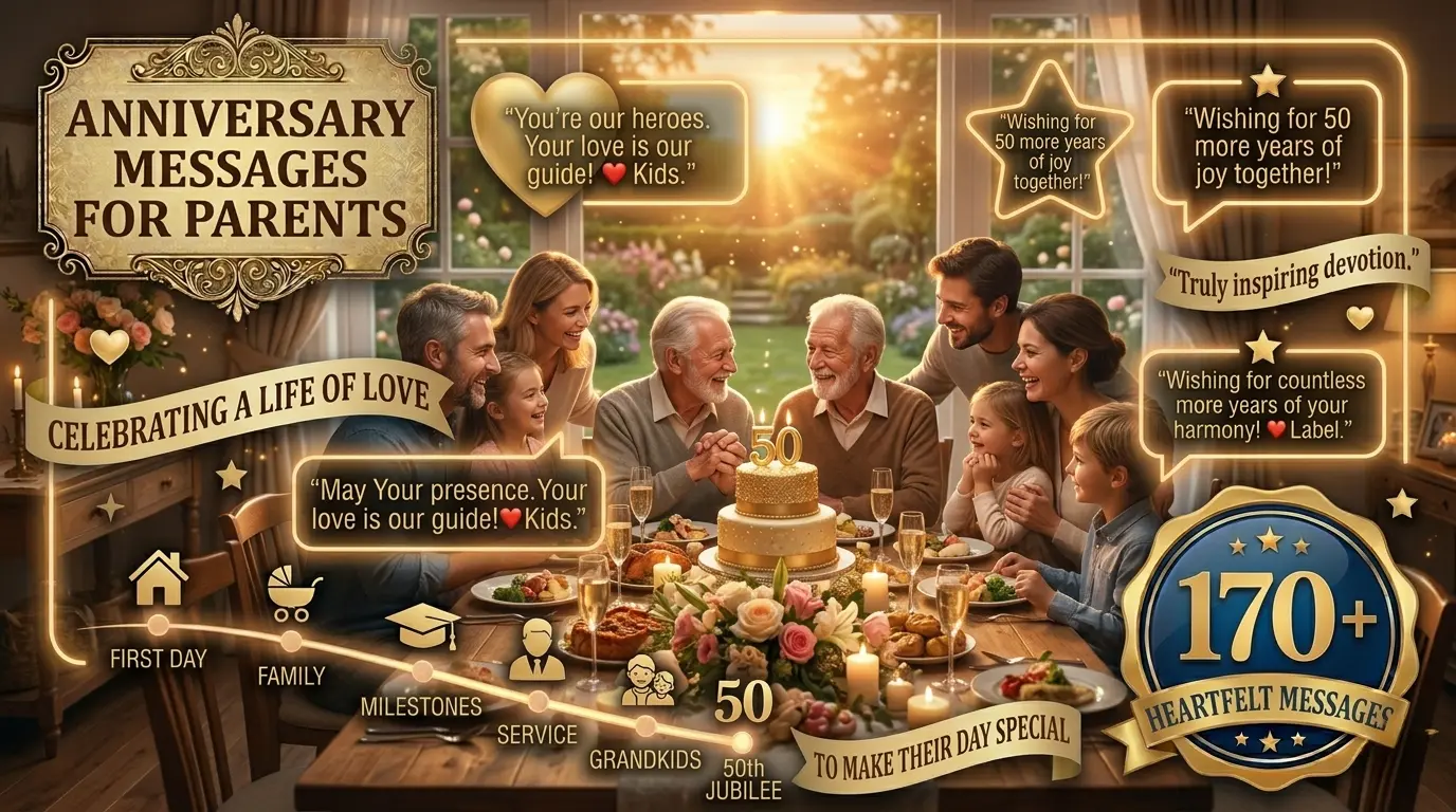 170+ Heartfelt Anniversary Messages for Parents to Make Their Day Special