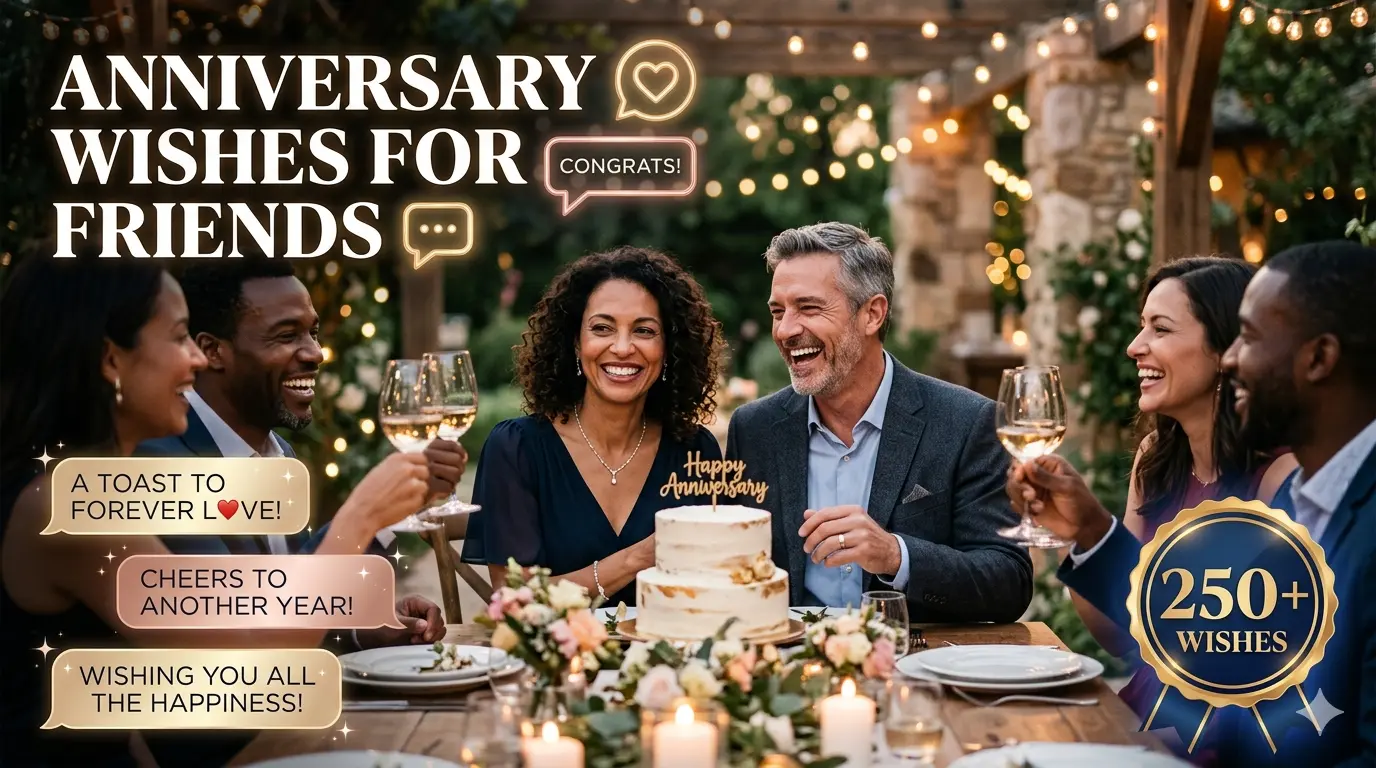 250+ Anniversary Wishes for Friends to Celebrate Their Special Day