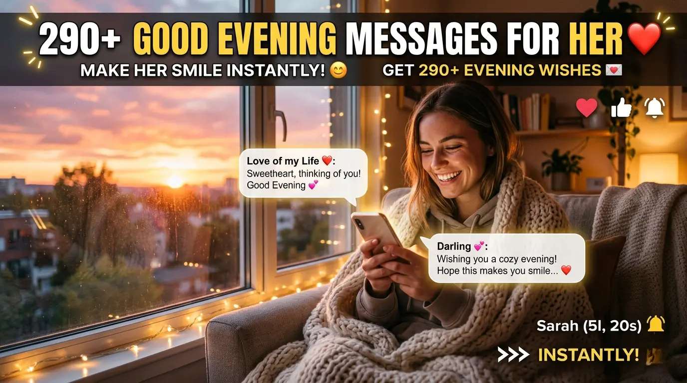 290+ Good Evening Messages for Her to Make Her Smile Instantly