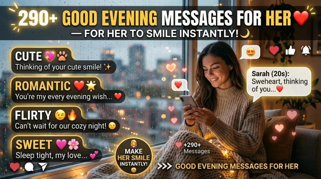 Flirty and Cute Good Evening Wishes for Her to Make Her Smile