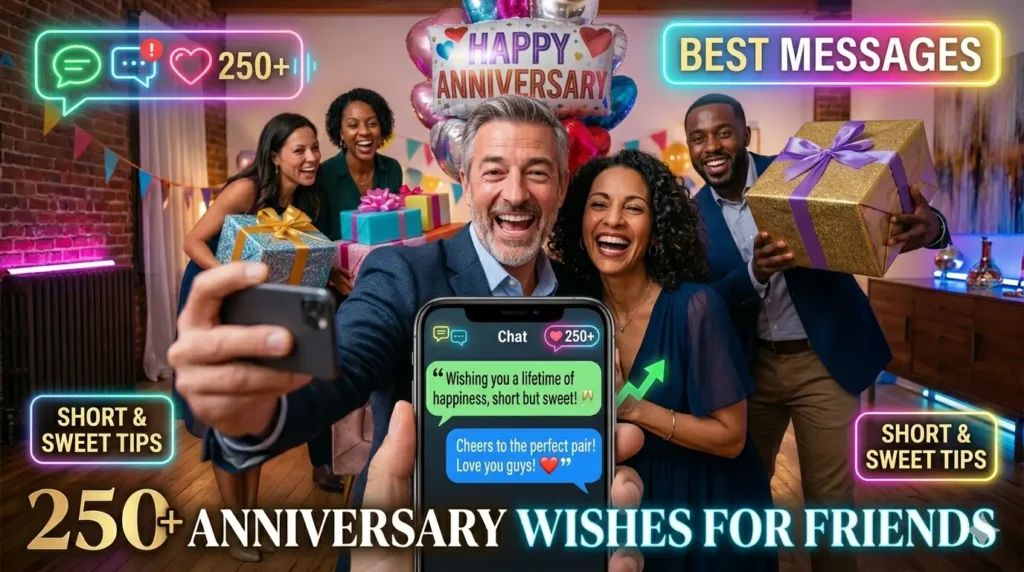 Short Anniversary Wishes for Friends , Quick but Meaningful