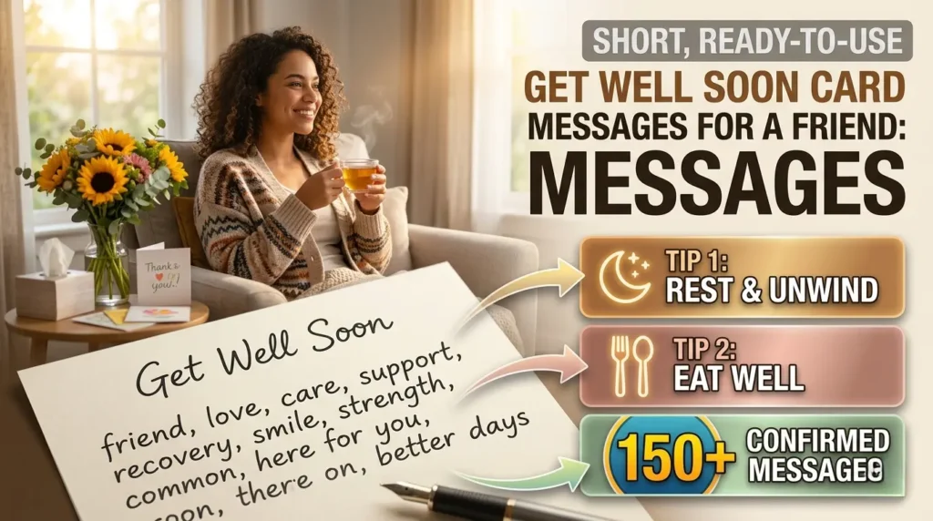 Short, ready-to-use get well soon card messages for a friend: