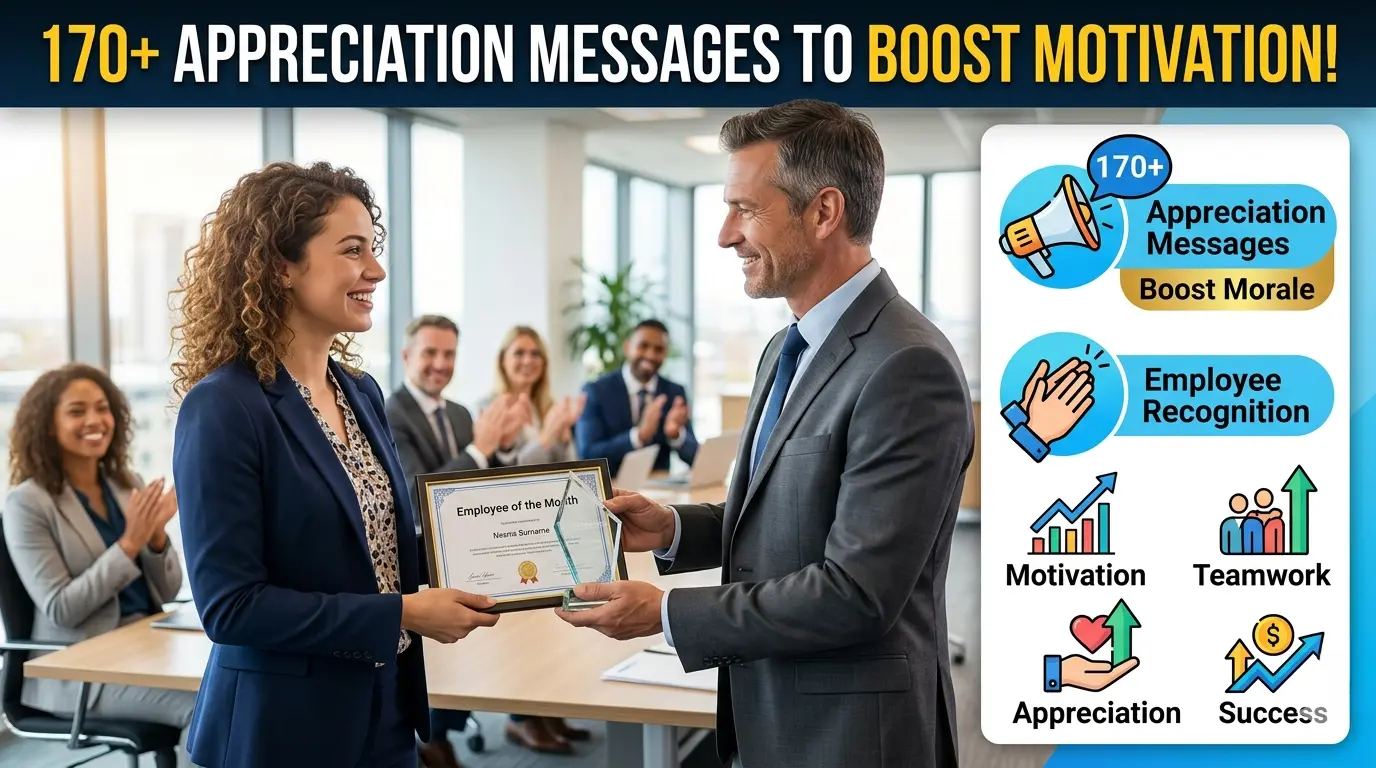 170+ Appreciation Messages for Employees to Boost Motivation and Morale