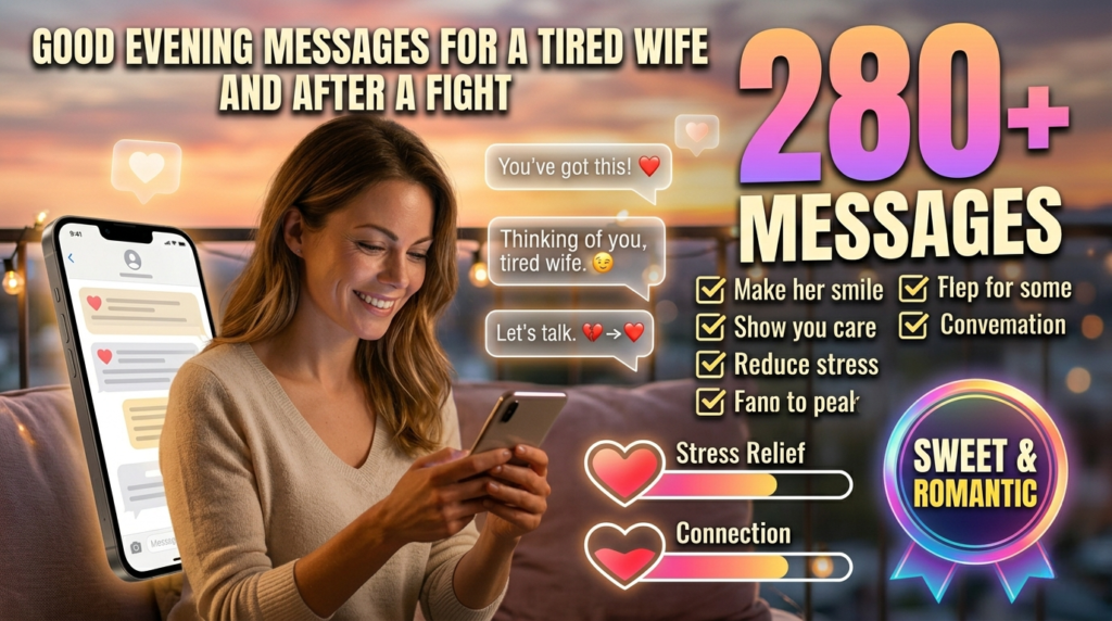 Good Evening Messages for a Tired or Stressed Wife and After a Fight